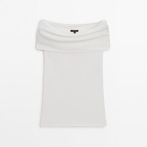 Massimo Dutti White Short-Sleeve Crew Top